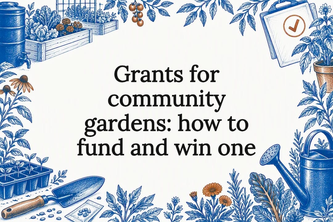 Community garden grant title card illustration